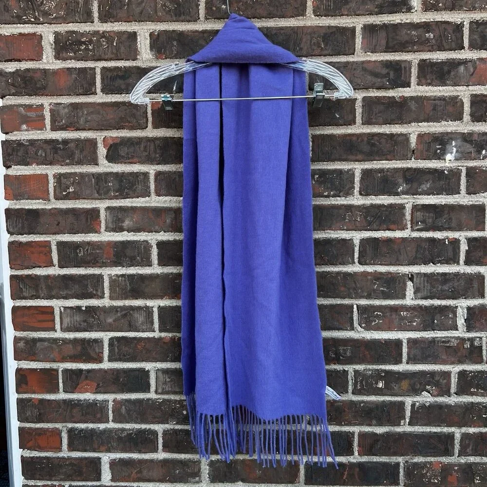 Enzo Mantovani Wool Cashmere Purple Scarf Fringe